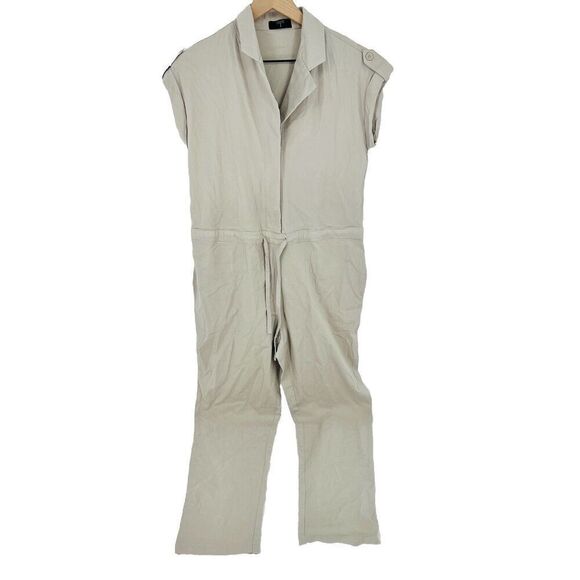 Tahari Linen Blend Jumpsuit Tan Size 6 - Picture 1 of 8